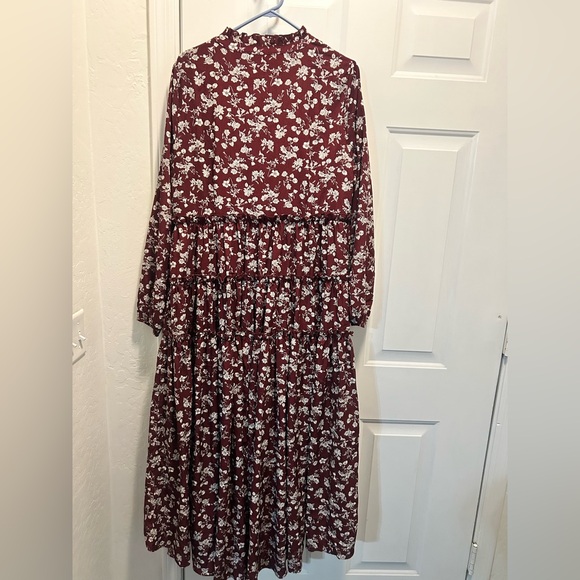 Ivy City Co Burgundy Floral Long Sleeve Dress - Picture 8 of 8